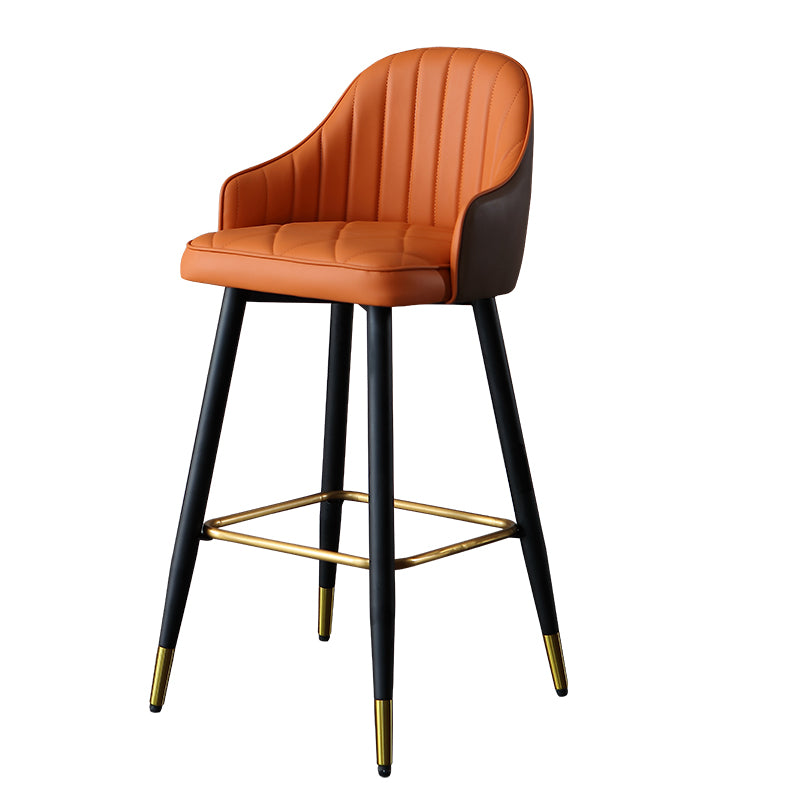Glam Bar Stool Upholstered Backrest Counter Stool for Hone Use