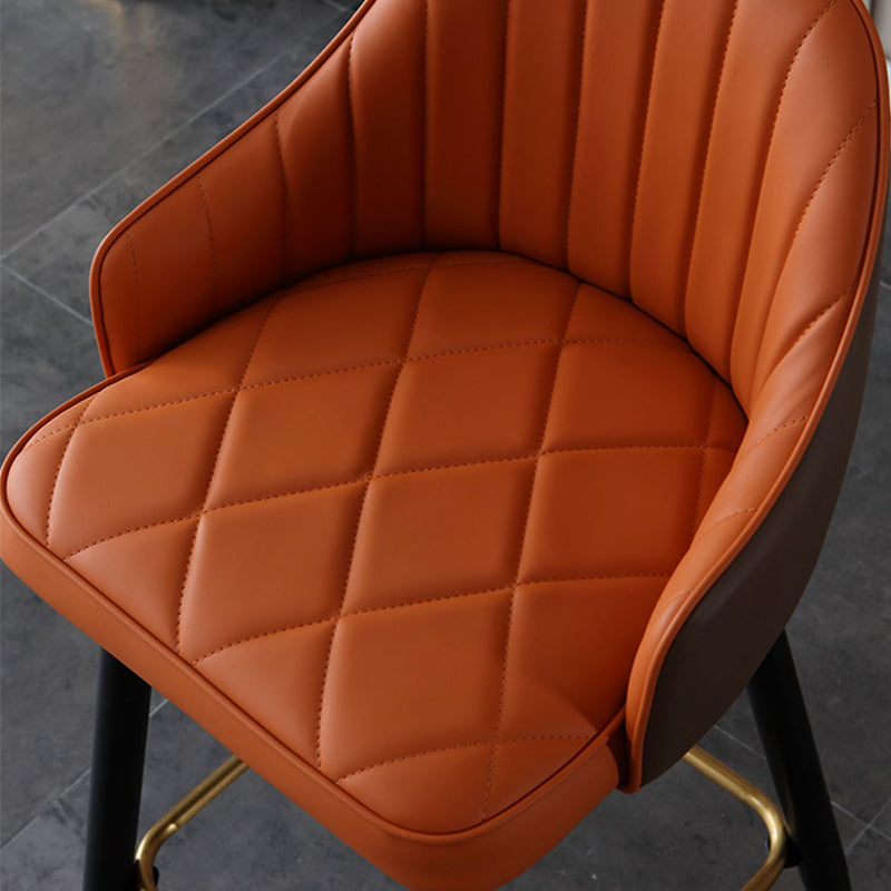 Glam Bar Stool Upholstered Backrest Counter Stool for Hone Use