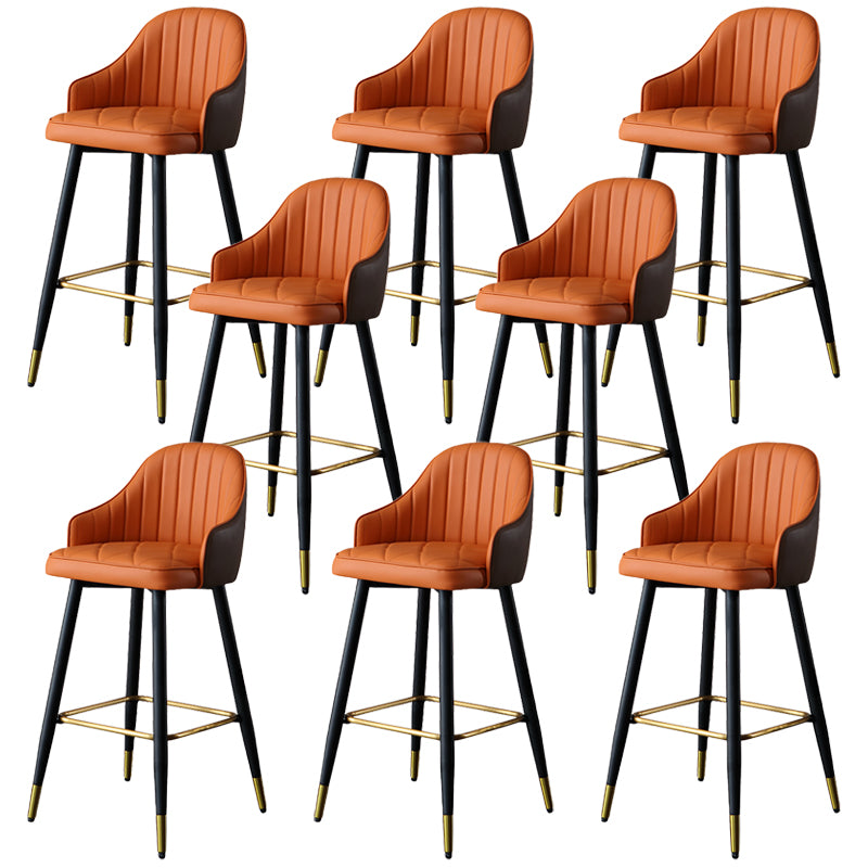 Glam Bar Stool Upholstered Backrest Counter Stool for Hone Use