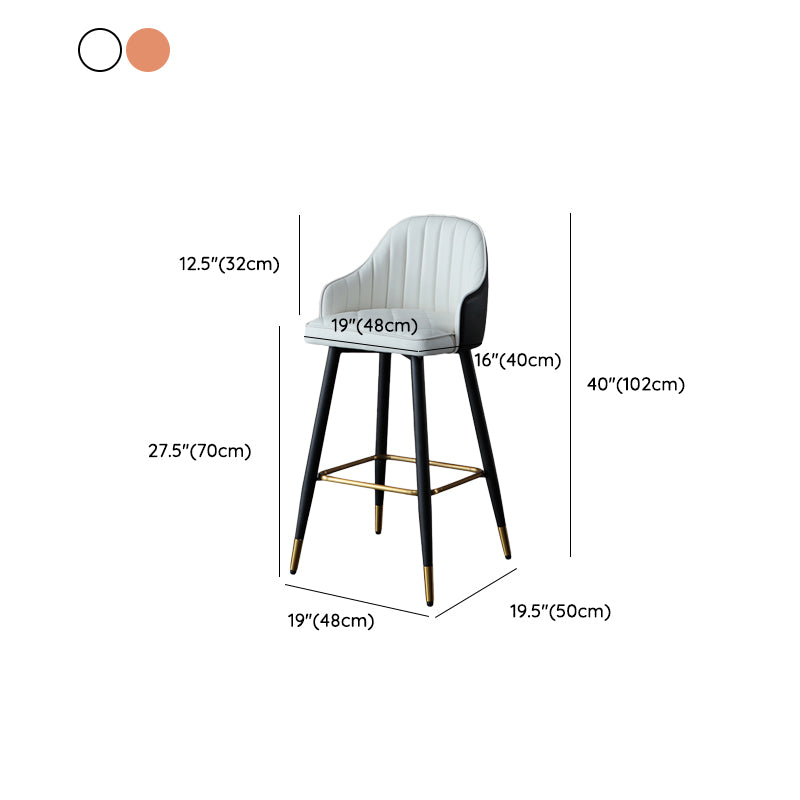 Glam Bar Stool Upholstered Backrest Counter Stool for Hone Use