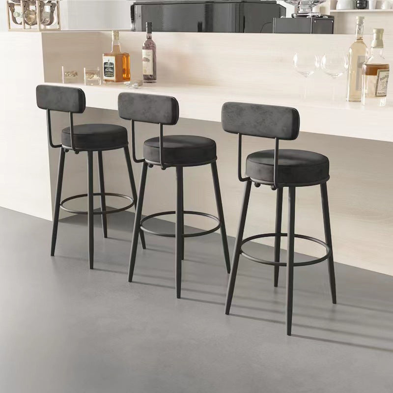Glam Low Back Bar Stool Armless Dining Stool with Metal Base