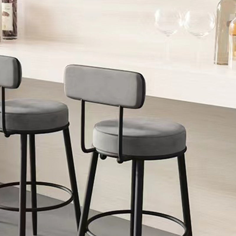 Glam Low Back Bar Stool Armless Dining Stool with Metal Base