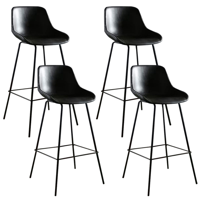 Faux Leather Bar Stools Armless Dining Stools with Metal Base