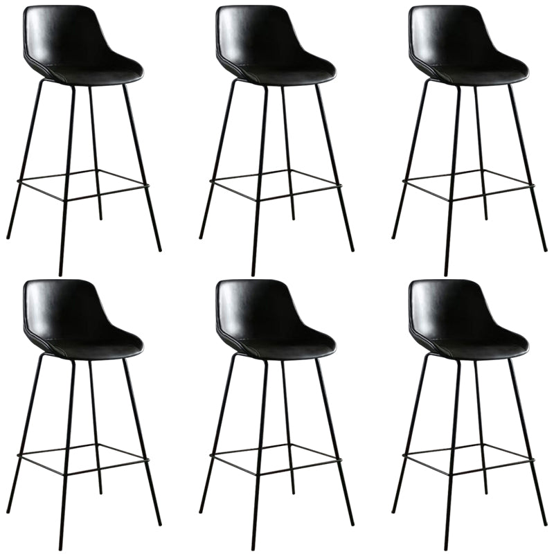 Faux Leather Bar Stools Armless Dining Stools with Metal Base