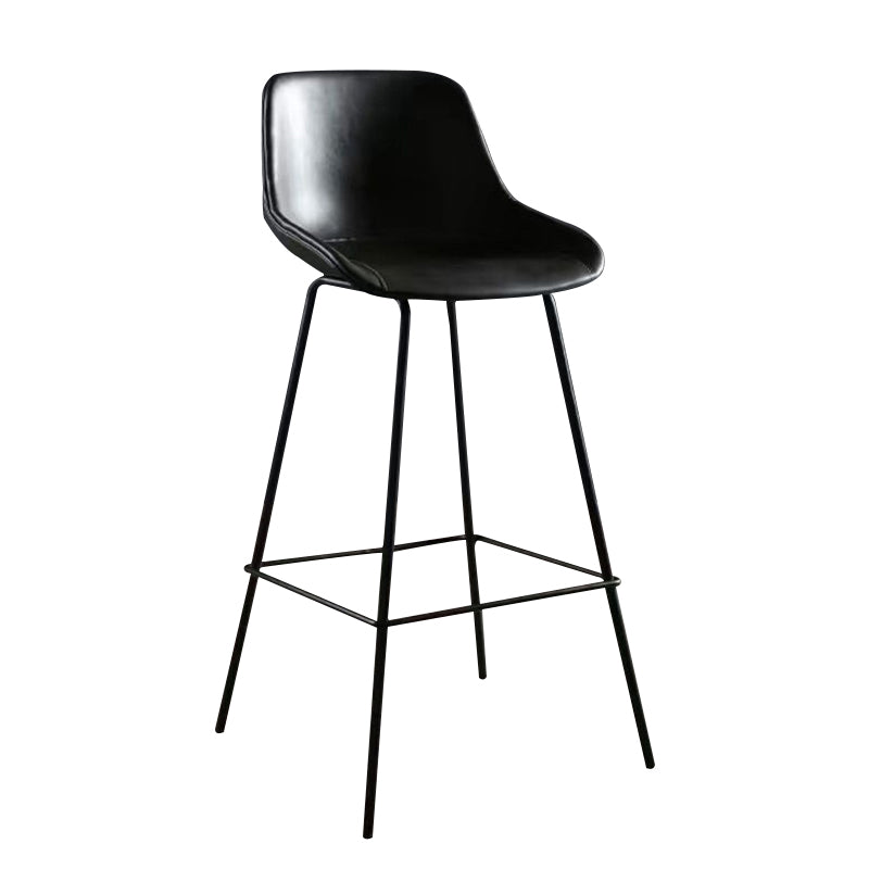 Faux Leather Bar Stools Armless Dining Stools with Metal Base
