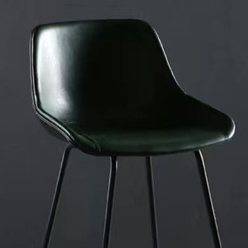 Faux Leather Bar Stools Armless Dining Stools with Metal Base
