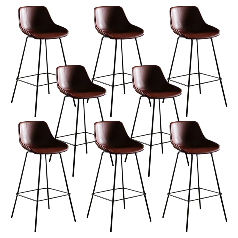Faux Leather Bar Stools Armless Dining Stools with Metal Base