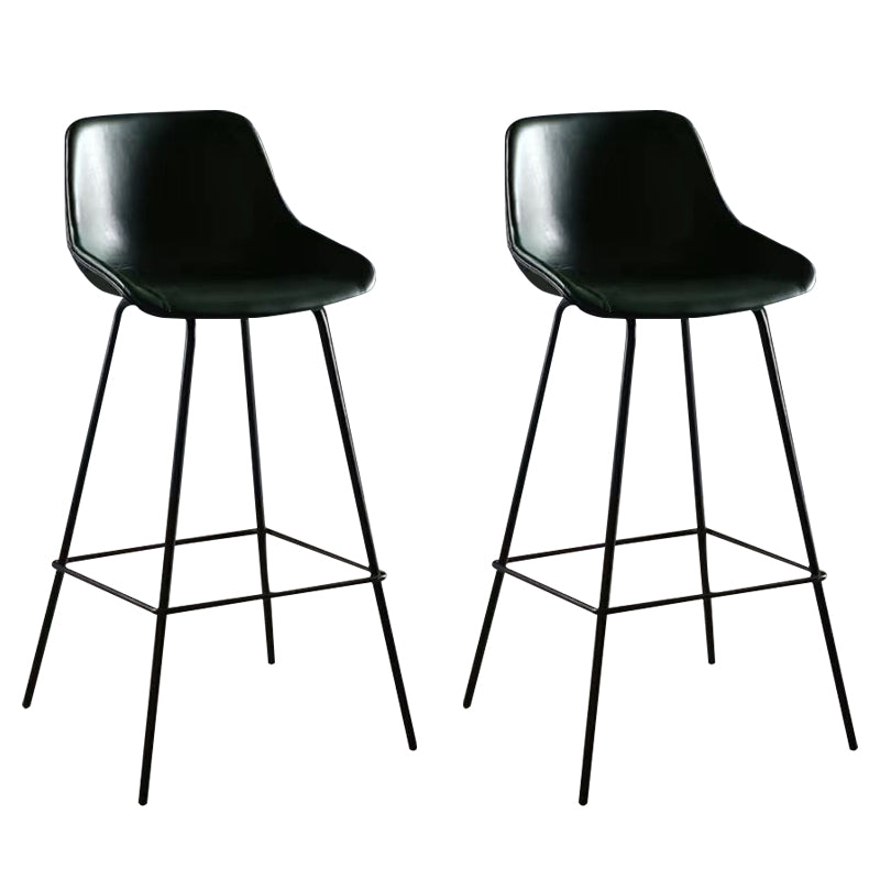 Faux Leather Bar Stools Armless Dining Stools with Metal Base