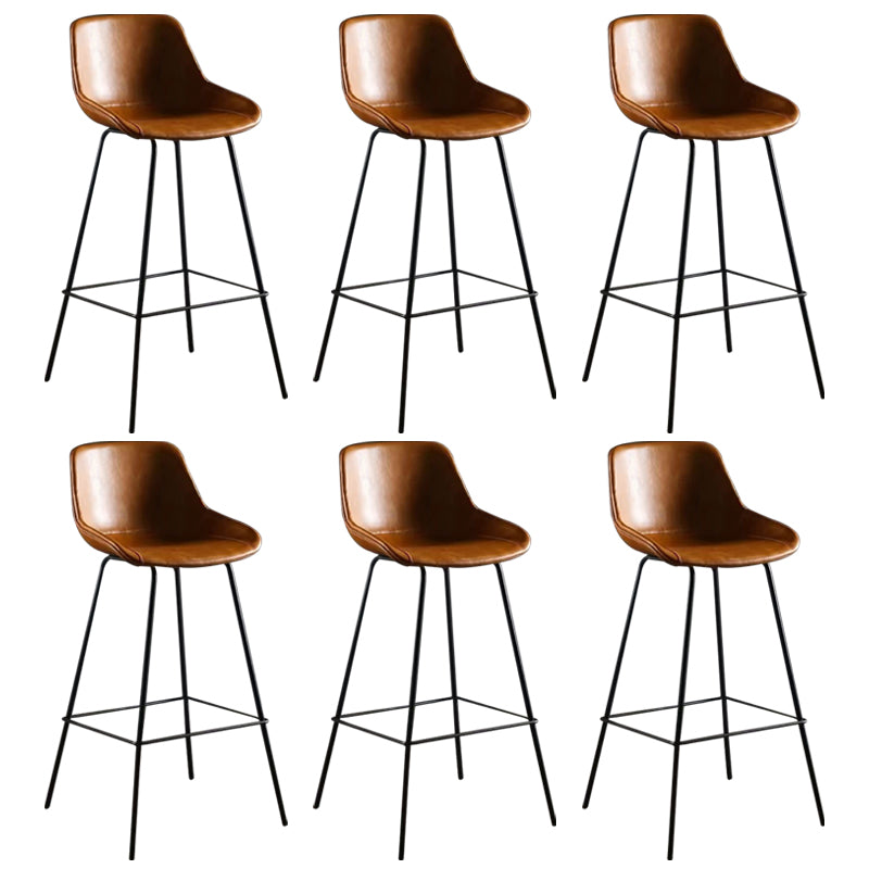 Faux Leather Bar Stools Armless Dining Stools with Metal Base