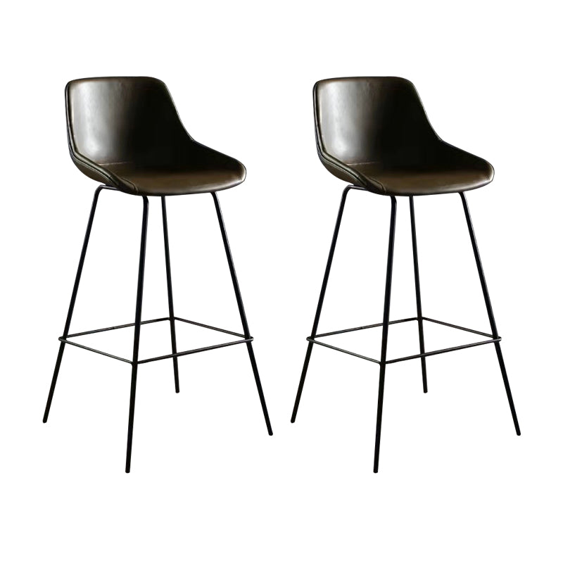 Faux Leather Bar Stools Armless Dining Stools with Metal Base