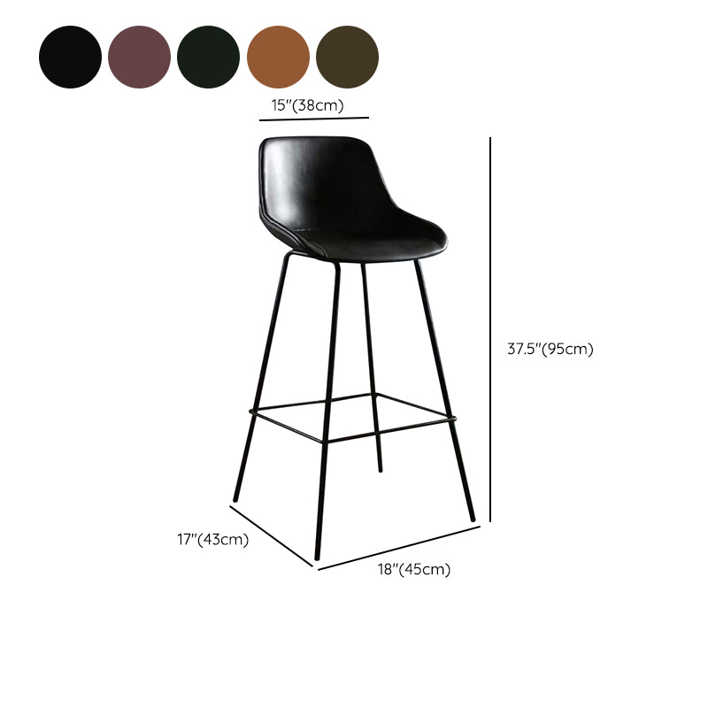 Faux Leather Bar Stools Armless Dining Stools with Metal Base
