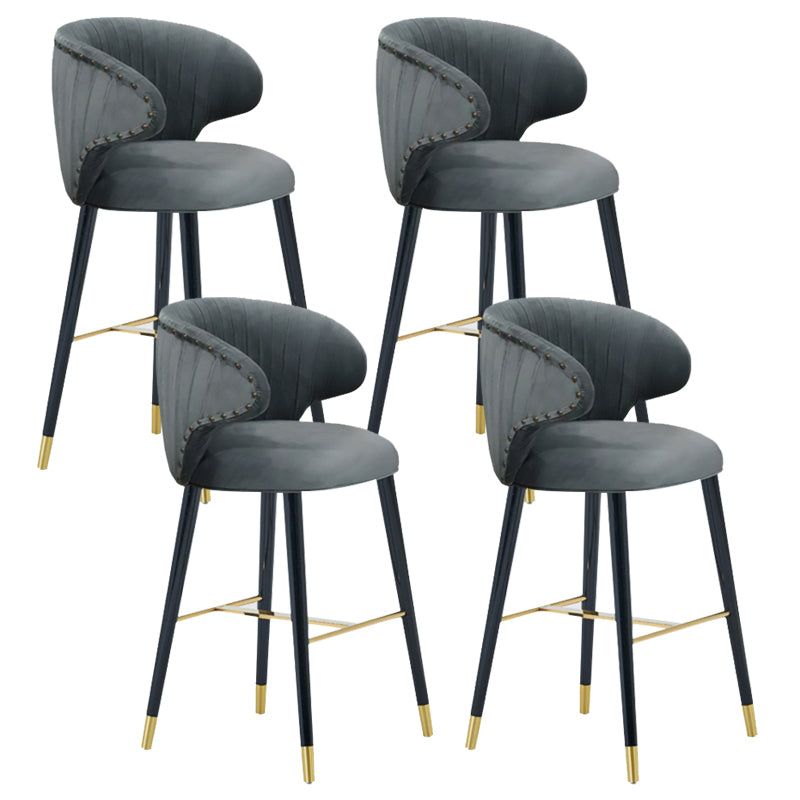 Glam Backrest Bar Stool Upholstered Counter Stool for Bristol with Wooden Legs