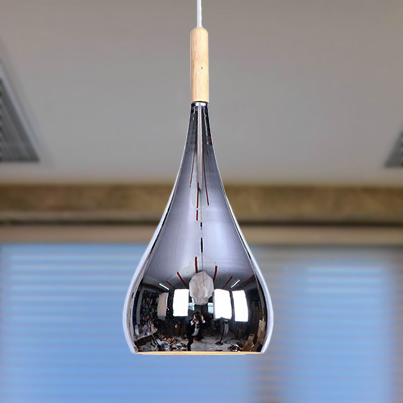 1 Bulb Teardrop Shade Hanging Light Fixture Contemporary Chrome/Rose Gold Metal Pendant Ceiling Light for Kitchen