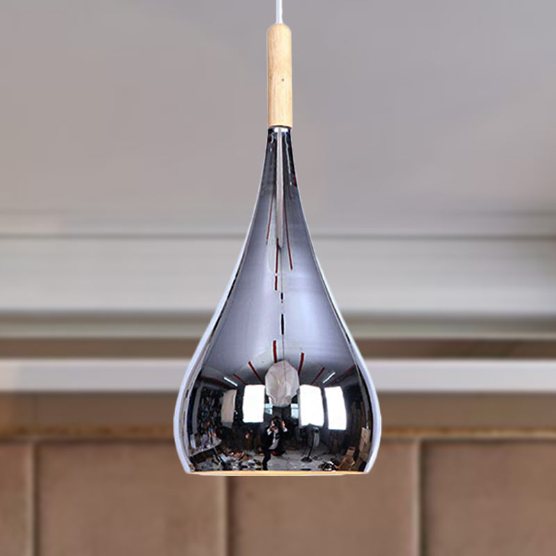 1 Bulbe en larbe Shade Hanging Lightture Assyture contemporain Chrome / Gold Rose Metal Pendant Plafon