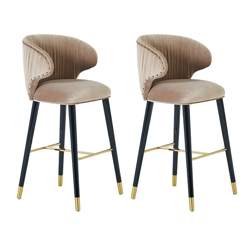 Glam Backrest Bar Stool Upholstered Counter Stool for Bristol with Wooden Legs