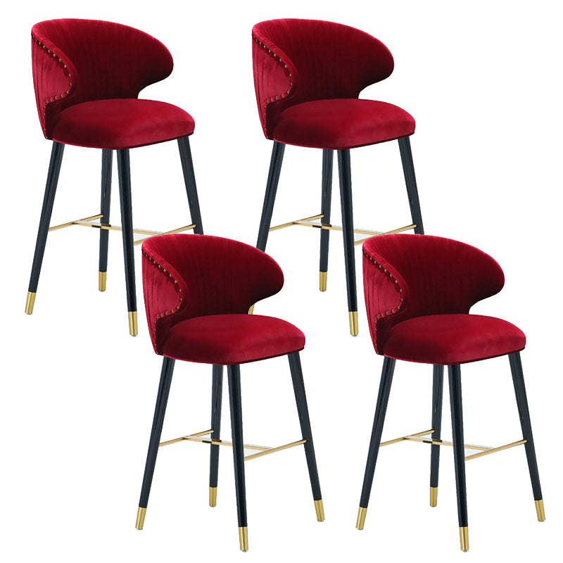 Glam Backrest Bar Stool Upholstered Counter Stool for Bristol with Wooden Legs