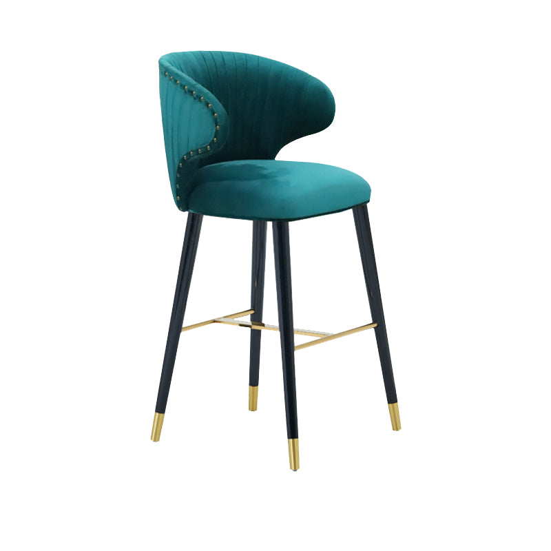 Glam Backrest Bar Stool Upholstered Counter Stool for Bristol with Wooden Legs