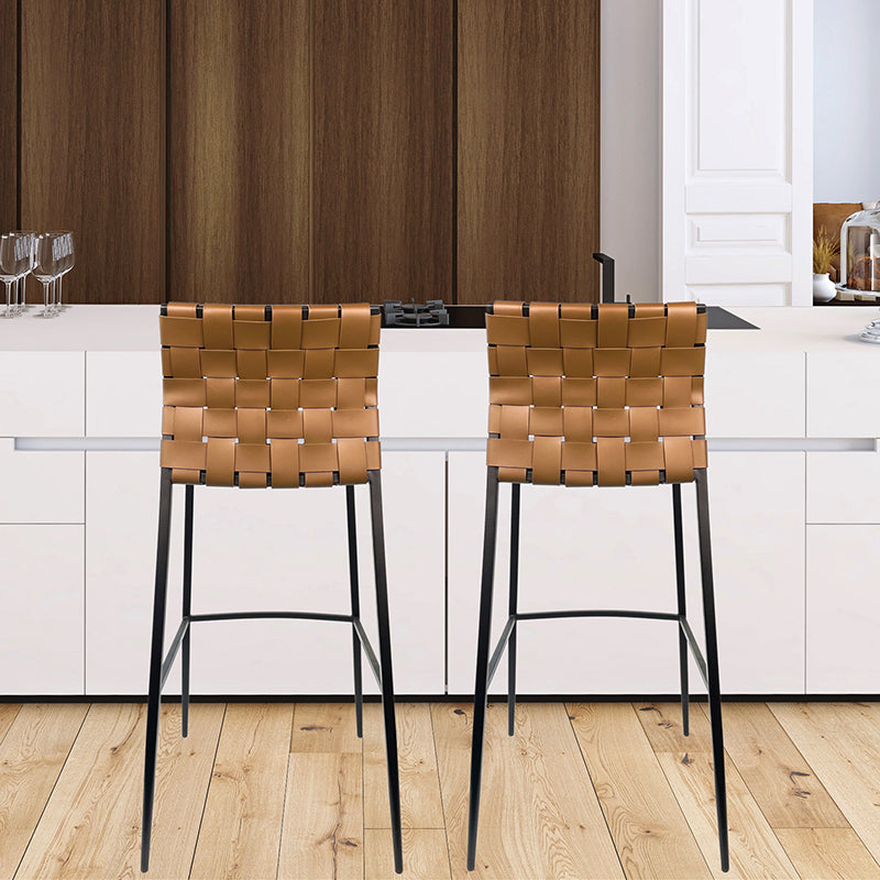 Modern Backrest Bar Stool Leather Counter Stool for Living Room