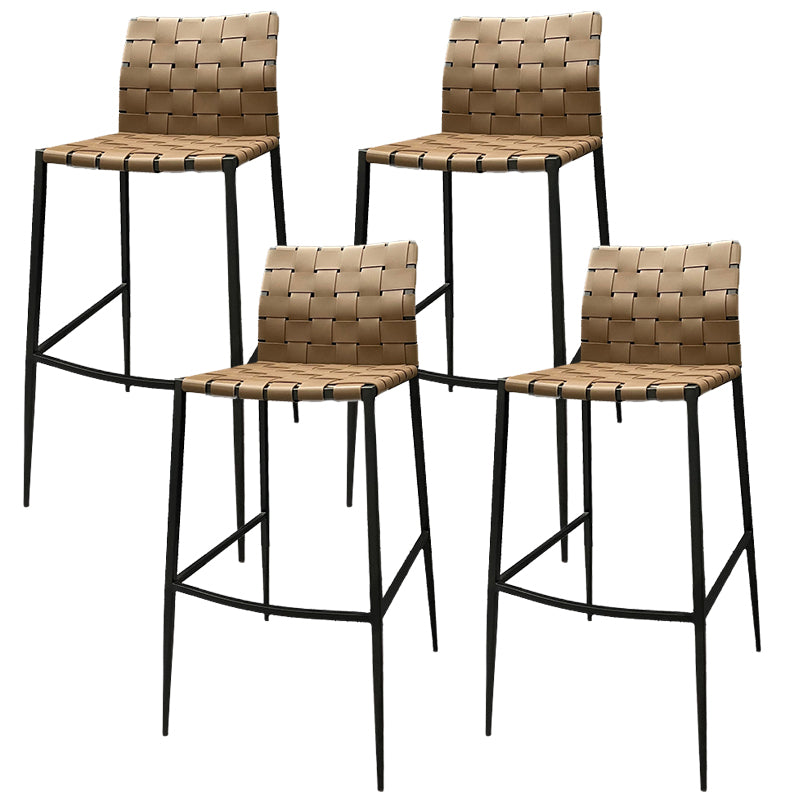 Modern Backrest Bar Stool Leather Counter Stool for Living Room