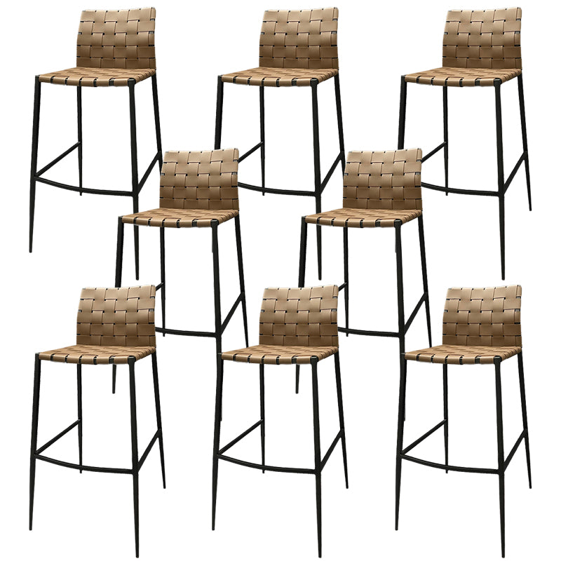 Modern Backrest Bar Stool Leather Counter Stool for Living Room