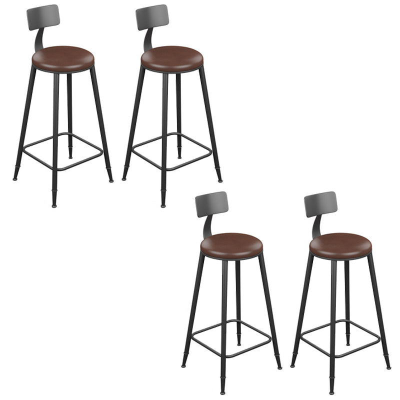 Industrial Armless Dining Stool Low Back Bar Stool with Metal Base