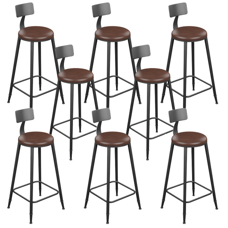 Industrial Armless Dining Stool Low Back Bar Stool with Metal Base