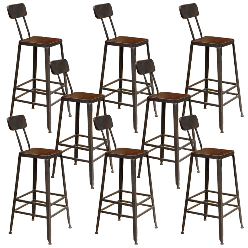 Industrial Armless Dining Stool Low Back Bar Stool with Metal Base