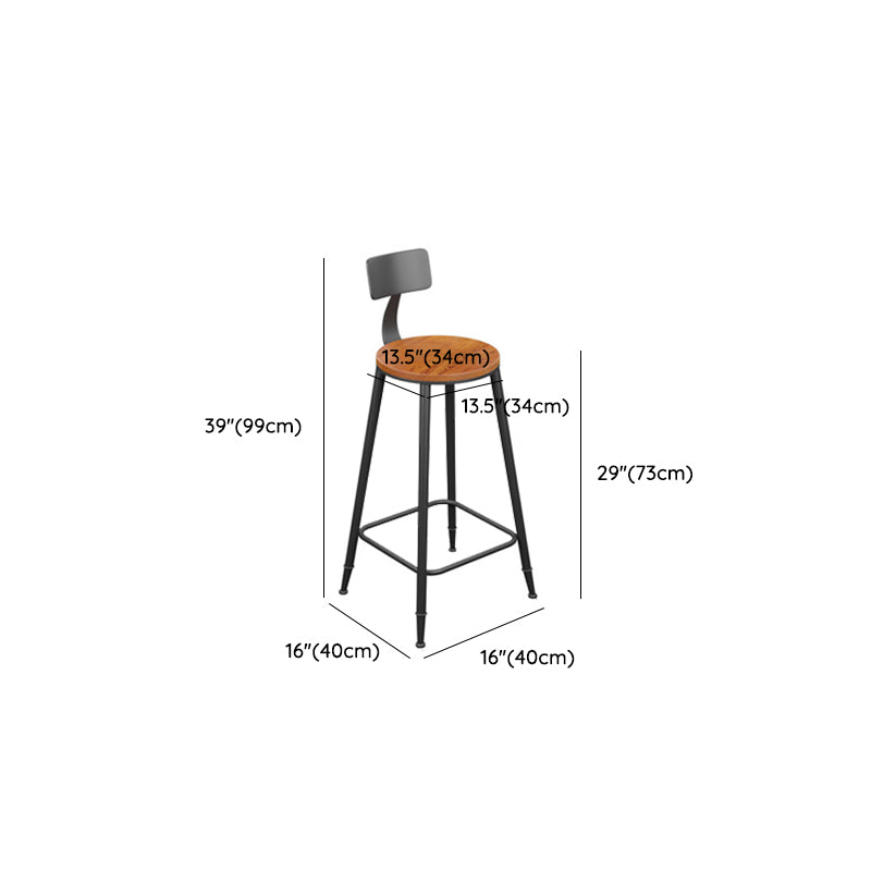 Industrial Armless Dining Stool Low Back Bar Stool with Metal Base