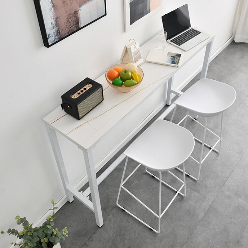 Contemporary Plastic Bar Stool Armless Dining Stool with Footrest