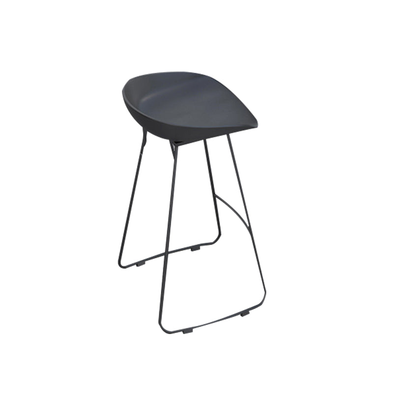Contemporary Plastic Bar Stool Armless Dining Stool with Footrest