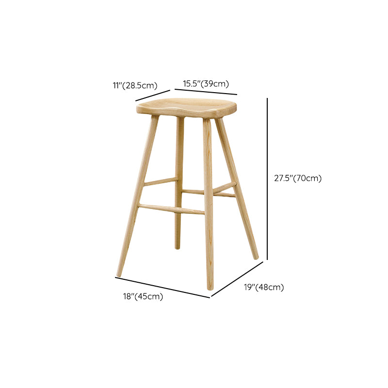 Modern Bar Stool Ash Solid Wood Counter Stool for Dining Room
