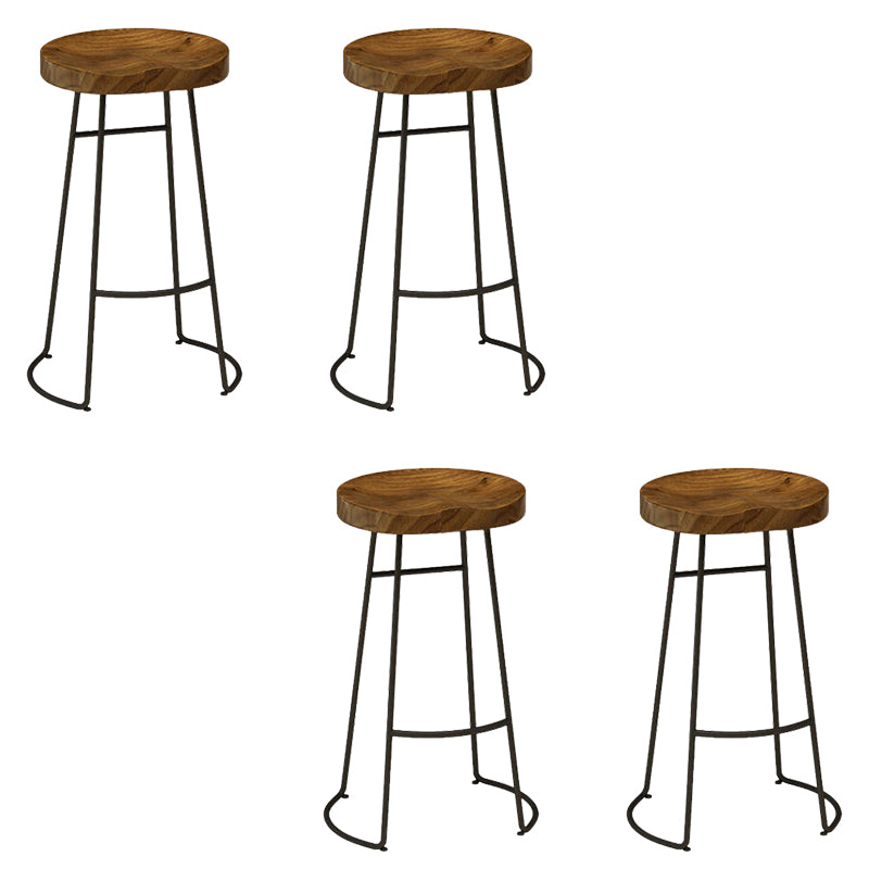 Armless Solid Wood Dining Stool Contemporary Bar Stool with Footrest