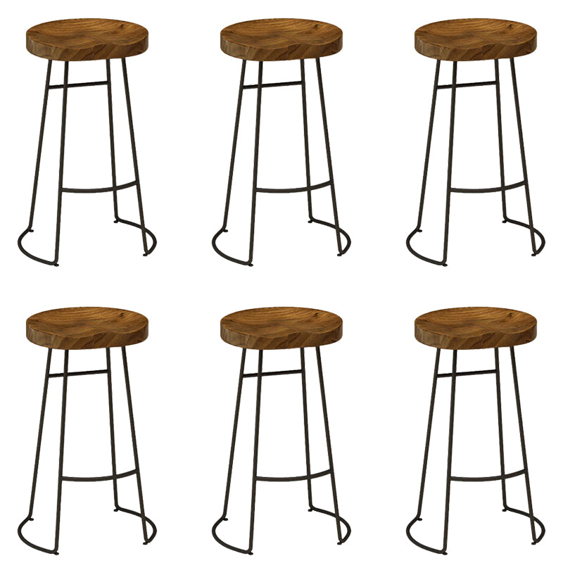 Armless Solid Wood Dining Stool Contemporary Bar Stool with Footrest