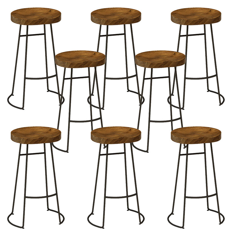 Armless Solid Wood Dining Stool Contemporary Bar Stool with Footrest