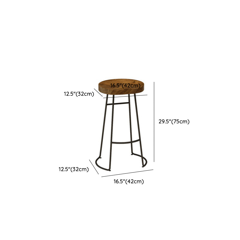 Armless Solid Wood Dining Stool Contemporary Bar Stool with Footrest