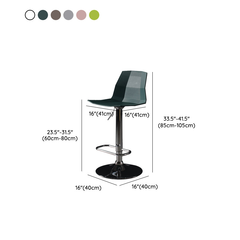 Contemporary Plastic Bar Stool Adjustable Height Dining Stool with Footrest