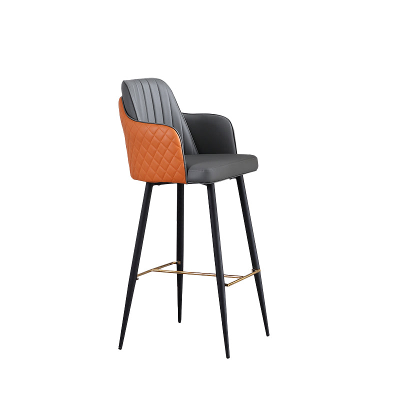 Glam Style Bar Stool Leather Backrest Bar Stools for Dining Room