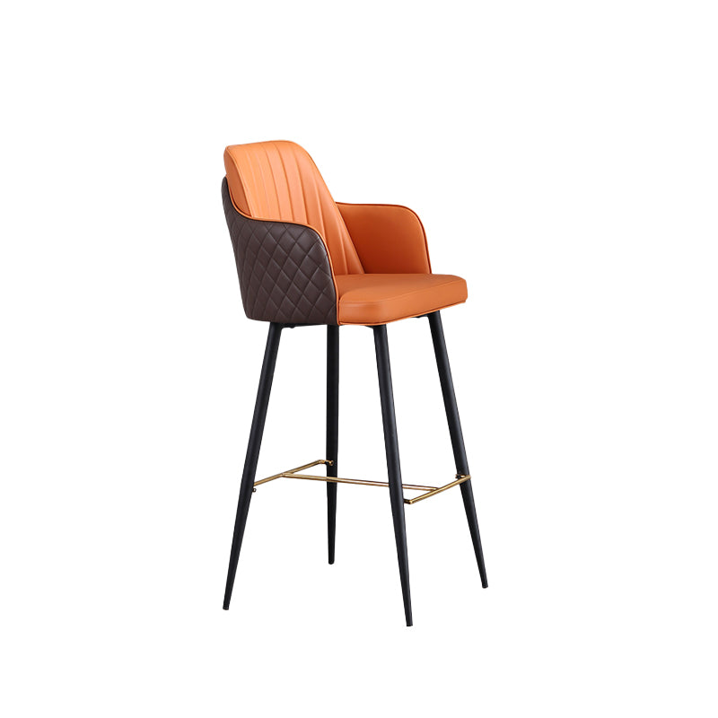Glam Style Bar Stool Leather Backrest Bar Stools for Dining Room