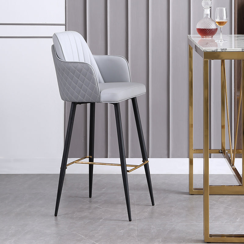 Glam Style Bar Stool Leather Backrest Bar Stools for Dining Room