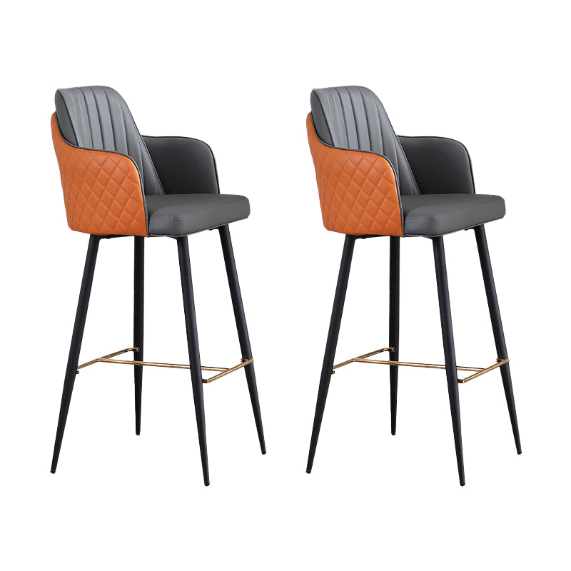 Glam Style Bar Stool Leather Backrest Bar Stools for Dining Room