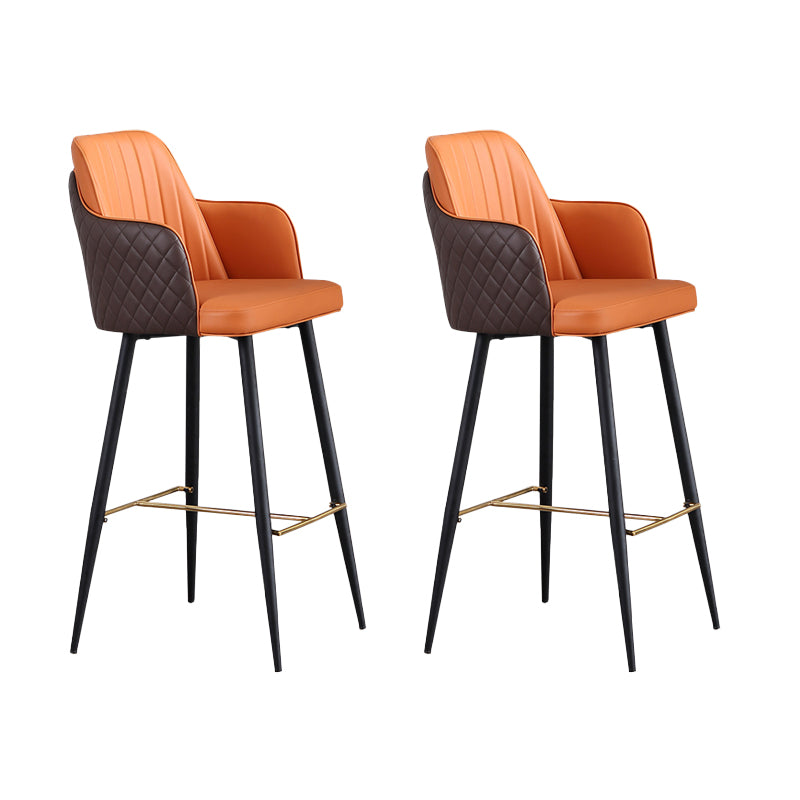 Glam Style Bar Stool Leather Backrest Bar Stools for Dining Room