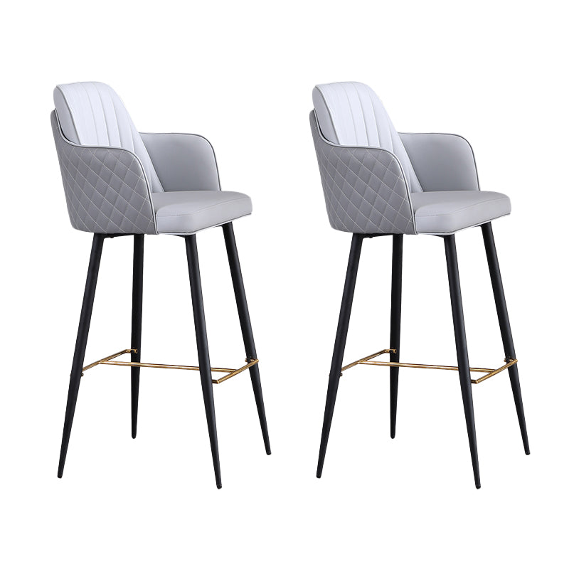 Glam Style Bar Stool Leather Backrest Bar Stools for Dining Room