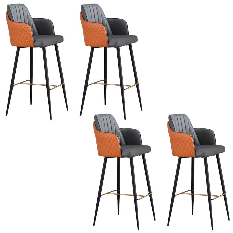 Glam Style Bar Stool Leather Backrest Bar Stools for Dining Room