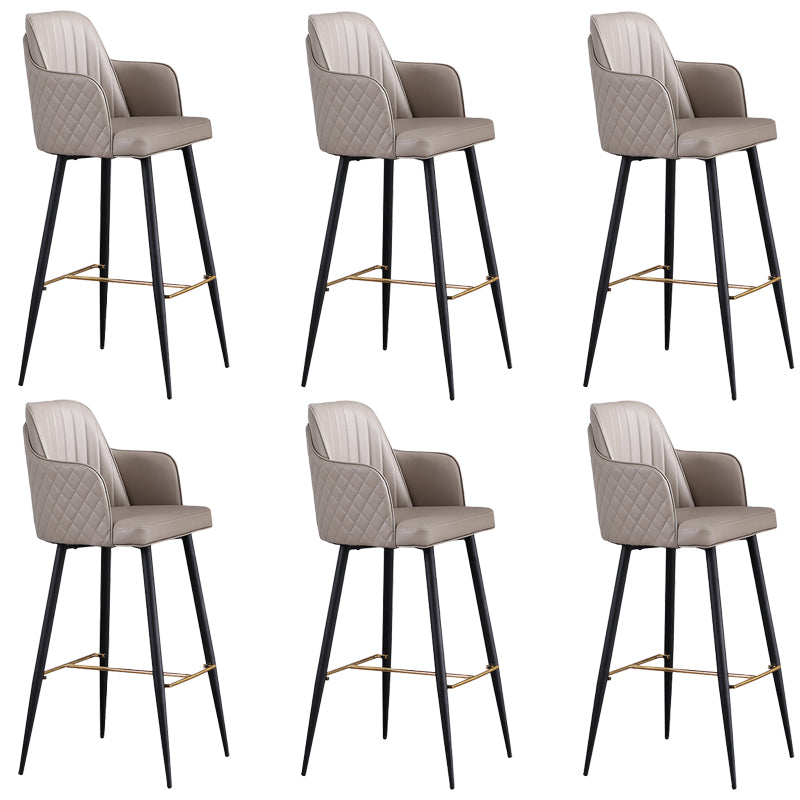 Glam Style Bar Stool Leather Backrest Bar Stools for Dining Room