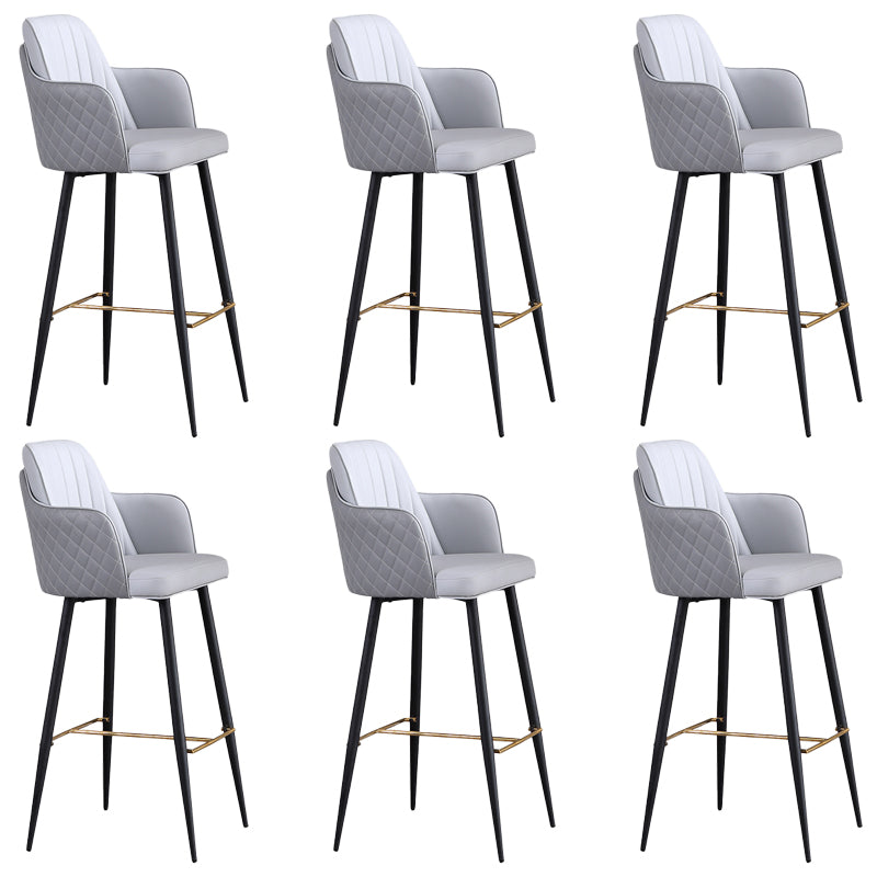 Glam Style Bar Stool Leather Backrest Bar Stools for Dining Room