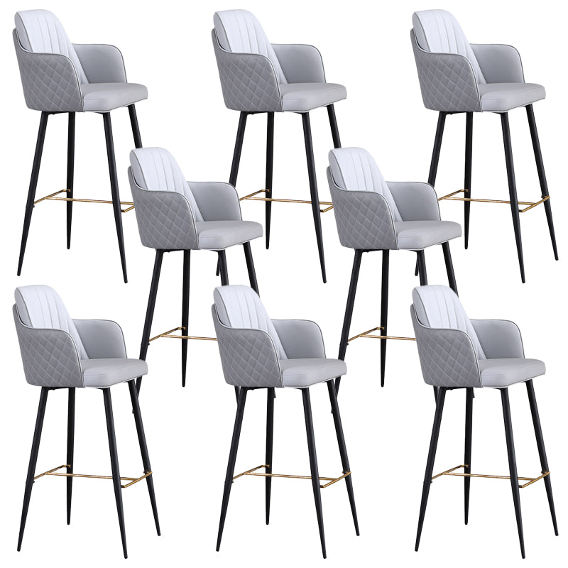 Glam Style Bar Stool Leather Backrest Bar Stools for Dining Room