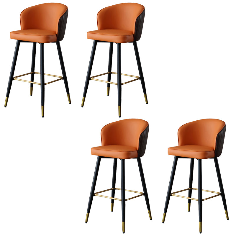 Glam Style Bar Stool Leather Backrest Bar Stools for Dining Room with Metal Legs