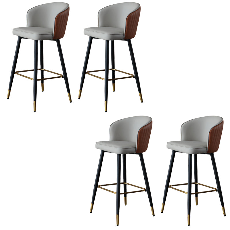 Glam Style Bar Stool Leather Backrest Bar Stools for Dining Room with Metal Legs