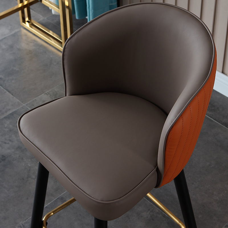 Glam Style Bar Stool Leather Backrest Bar Stools for Dining Room with Metal Legs