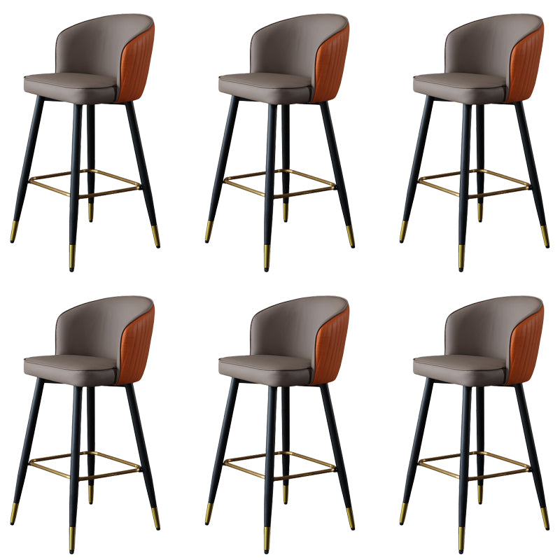 Glam Style Bar Stool Leather Backrest Bar Stools for Dining Room with Metal Legs